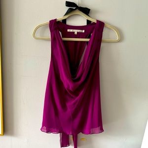 Rachel Roy purple with gold threads chiffon top.